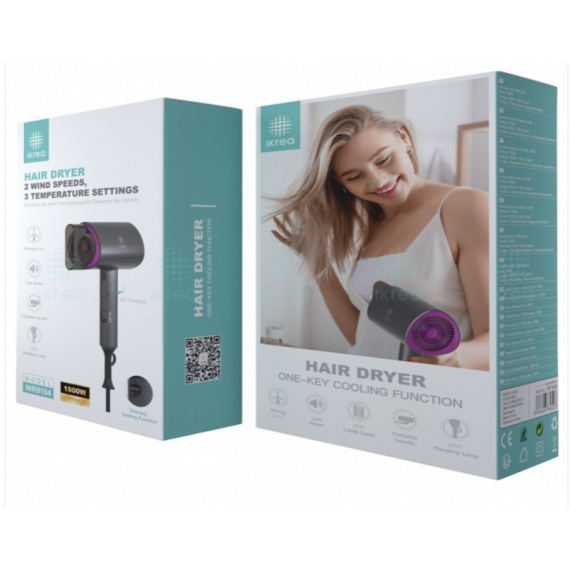 Secador de Pelo Plegable Ikrea WR9104 1800W Gris