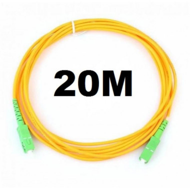 Cable de Fibra &Oacute;ptica 20 Metros SC/APC a SC/APC PVC Amarillo