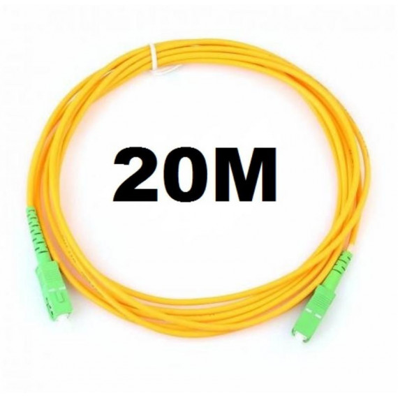 Cable de Fibra Óptica 20 Metros SC/APC a SC/APC PVC Amarillo