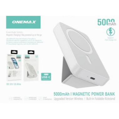 Power Bank Magn&eacute;tico Inal&aacute;mbrico Onemax EFX128 con Soporte 5000mAh