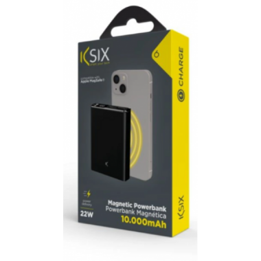 Powerbank KSIX MagSafe 10000mAh 22.5W PD y Carga Inal&aacute;mbrica 15W Negro (BPB10000MAG01N)