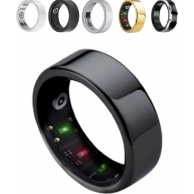 Anillo Inteligente R6 con Monitor de Frecuencia Card&iacute;aca, Ox&iacute;geno en Sangre y Sue&ntilde;o, Plata Talla S