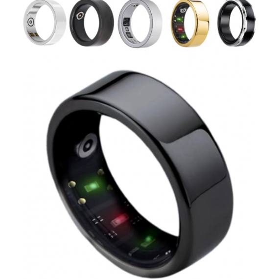 Anillo Inteligente R6 con Monitor de Frecuencia Cardíaca, Oxígeno en Sangre y Sueño, Plata Talla S