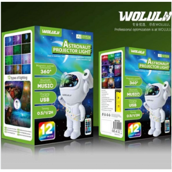 Proyector Astronauta Wolulu 360 Grados 13 Modos Luz con Tarjeta Micro Sd Altavoz BLUETOOTH AS-51524  WOLUL