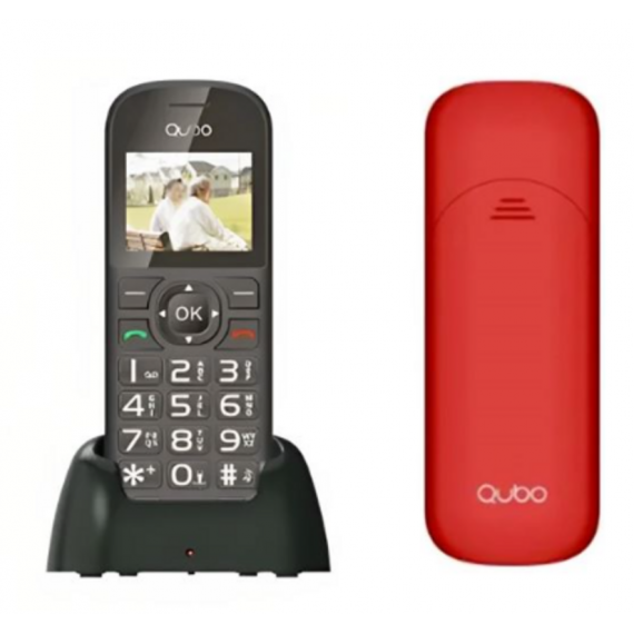 Móvil Qubo D-1803 para Mayores Negro/Rojo (800mAh)