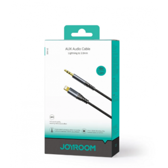 Cable JOYROOM Auxiliar de Audio Lightning a 3.5MM 1.2M Negro SY-A06