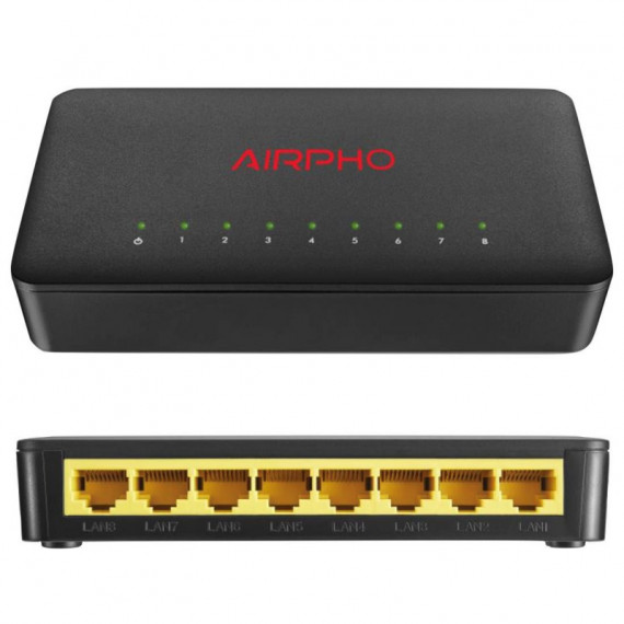 AIRPHO AR-GS108 Switch Gigabit de 8 Puertos 10MBPS 100MBPS 1000MBPS