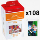 CANON RP-108 - Papel Fotográfico y Cartucho de Tinta Original para Selphy