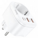 HOCO NS3 Enchufe 1 Toma + 2 USB 18W + 1 USB 20W Blanco