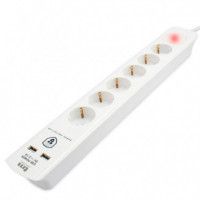 TM Base Múltiple 6 Tomas con 2 USB (TMUAD306)