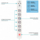 TM Base Múltiple 6 Tomas con 2 USB (TMUAD306)