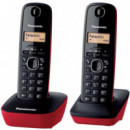 PANASONIC KX-TG1612 Teléfono Inalámbrico Duo Negro/rojo