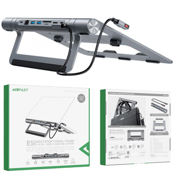 ACEFAST E5 Plus Soporte para Portátil con Hub Usb-c, HDMI y RJ45