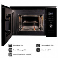 SVAN SMWI2800DGN 20L Microondas C/grill Cristal Negro Dig Integracion Inox