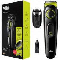 BRAUN BT3221 Recortadora de Barba Recargable con 20 Tamaños de Corte