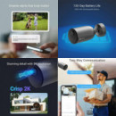 EZVIZ EB3 Kit Cámara Seguridad Exterior Aov con Batería y Panel Solar