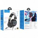 HOCO W110 Auricular Gaming con Luces Rgb y Conexión 3.5MM y USB Negro