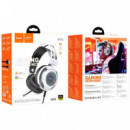 HOCO W110 Auricular Gaming con Luces Rgb y Conexión 3.5MM y USB Blanco