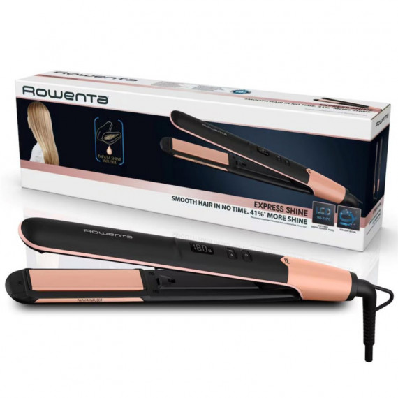 ROWENTA SF4620F0 Plancha de Pelo Express Shine Papaya con Display Digital