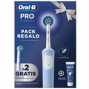 BRAUN Oral-b Vitality Pro Cepillo Eléctrico +2 Cabezales+ Dentrífico Azul (D103.413.3/2RF+DENT.)