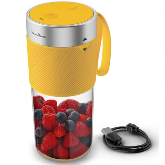 MOULINEX LM1C0410 Batidora Portátil Recargable con Vaso 300 Ml Amarilla