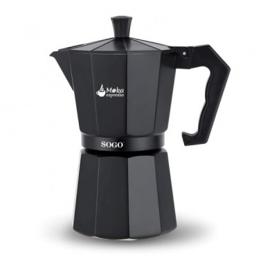 SOGO Moka Cafetera Italiana Compatible con Inducci&oacute;n 3 Tazas Negra (CAL-SS-7605)