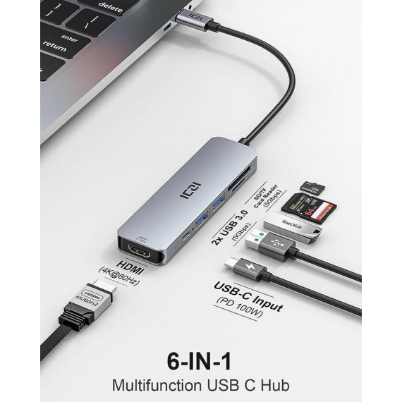 Hub USB-C ONEMAX 6 en 1 Multi-puerto