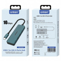 Hub ONTEN Usb-c Macho a 4 Puertos 10 Gbps (OTN-UC620)