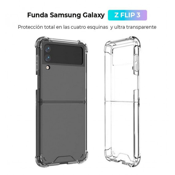 Funda Protectora Dura con Esquinas Reforzadas Compatible con Samsung Galaxy Z Flip3 Transparente