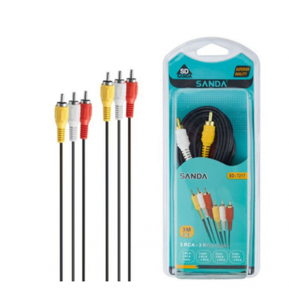 Cable de Audio SANDA 3RCA Macho - 3RCA Macho 3M (SD-7217)
