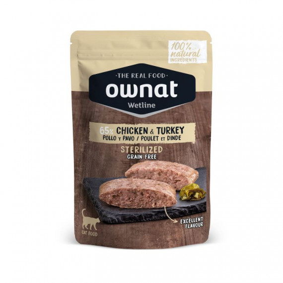 OWNAT Gato Adulto Esterilizado Pollo y Pavo Pouch 85 Gr