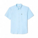 Camisa Oxford Regular Fit de Manga Corta  LACOSTE