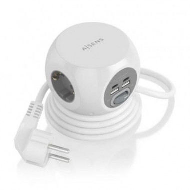 AISENS Regleta con Interruptor 3 Tomas Blanco 2 USB Tipo-c/ 2 Usb/ Cable 1.4M