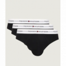 3PACK Slip TOMMY HILFIGER Negros Cintura Blanca