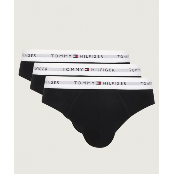 3PACK Slip TOMMY HILFIGER Negros Cintura Blanca