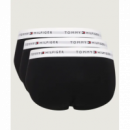 3PACK Slip TOMMY HILFIGER Negros Cintura Blanca