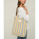 Bolsos Bolso Tote YERSE Loyalty Rayas Amarillo y Azul