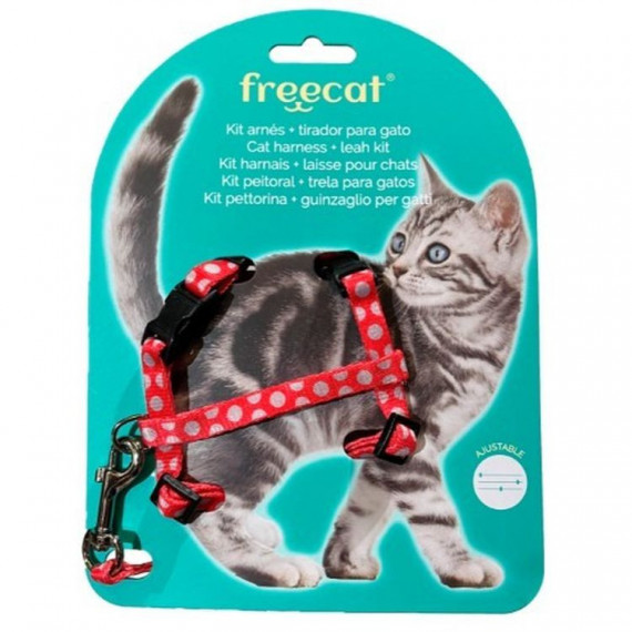 FREEDOG Gato Set Arnes y Tirador Rojo 1X22/32 Cm
