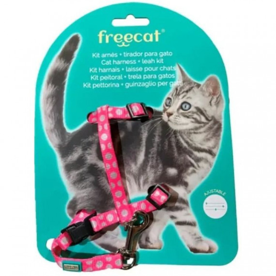 FREEDOG Gato Set Arnes y Tirador Rosa 25/30X25/40 Cm