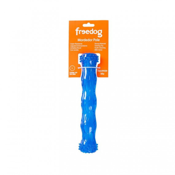 FREEDOG Perro Juguete Mordedor Pole Azul Sonido 17.8 Cm