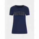 Camiseta con Logotipo de Encaje y Corte Slim de GUESS