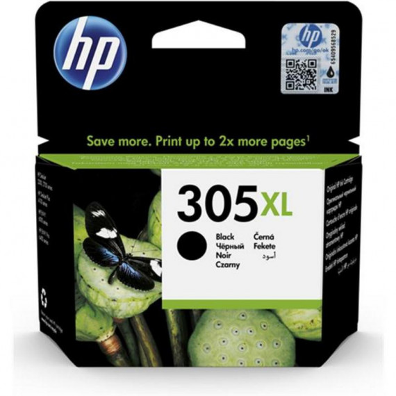 Cartucho de Tinta Original HP 305XL Negro (3YM62AE) para HP Deskjet 1255, 2755, Envy 6020 y Pro 6420 (240 Páginas)