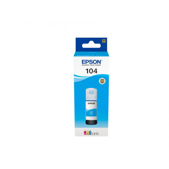 Botella de Tinta Original EPSON Ecotank 104 Cyan 65ML (C13T00P240)