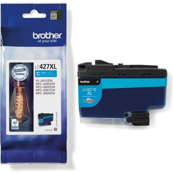 Tinta BROTHER Cyan Alta Capacidad LC427XLC para MFC-J5955DW / MFC-J6955DW (5000 Páginas)