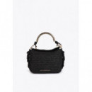 RAFFIA-EFFECT CONTRAST CROSSBODY BAG WIT