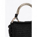 RAFFIA-EFFECT CONTRAST CROSSBODY BAG WIT