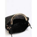 RAFFIA-EFFECT CONTRAST CROSSBODY BAG WIT
