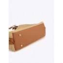 RAFFIA-EFFECT CONTRAST TOTE BAG WITH CUT