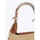RAFFIA-EFFECT CONTRAST TOTE BAG WITH CUT