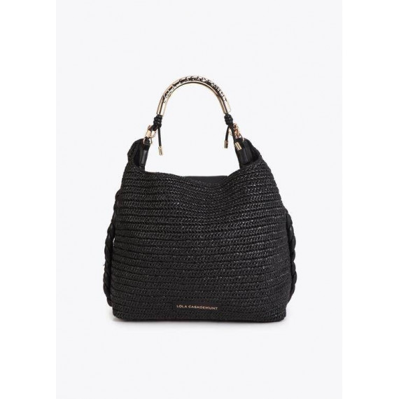 Raffia-effect Contrast Tote Bag With Cut  LOLA CASADEMUNT